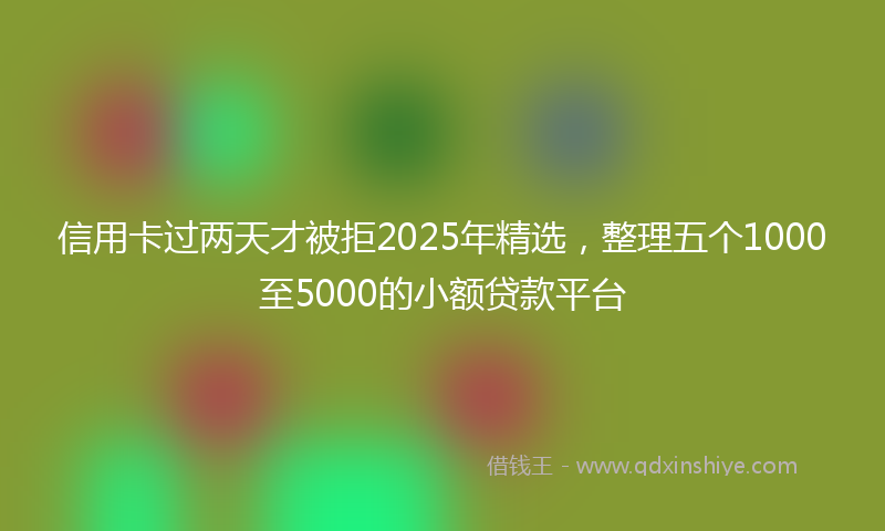 信用卡过两天才被拒2025年精选，整理五个1000至5000的小额贷款平台