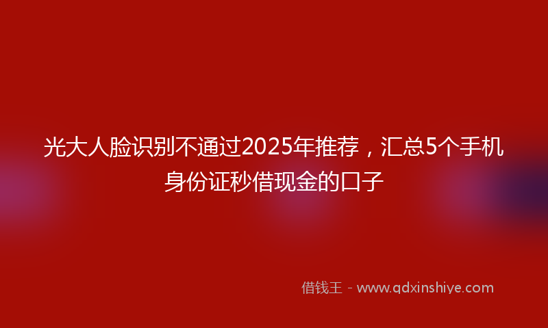 光大人脸识别不通过2025年推荐，汇总5个手机身份证秒借现金的口子