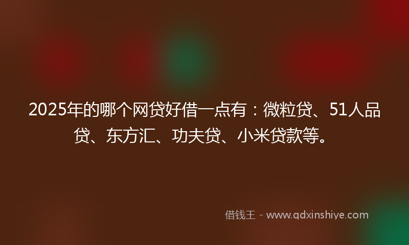 2025年的哪个网贷好借一点有：微粒贷、51人品贷、东方汇、功夫贷、小米贷款等。
