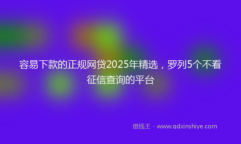 容易下款的正规网贷2025年精选，罗列5个不看征信查询的平台