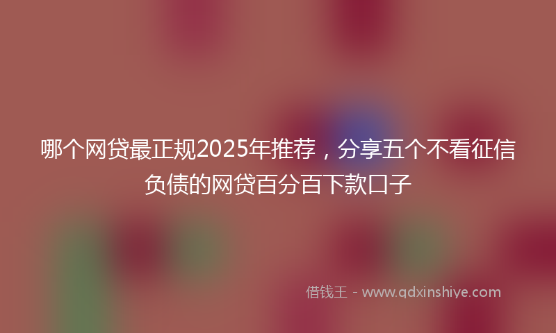 哪个网贷最正规2025年推荐，分享五个不看征信负债的网贷百分百下款口子