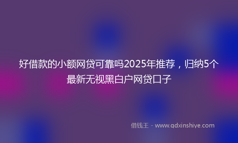 好借款的小额网贷可靠吗2025年推荐，归纳5个最新无视黑白户网贷口子