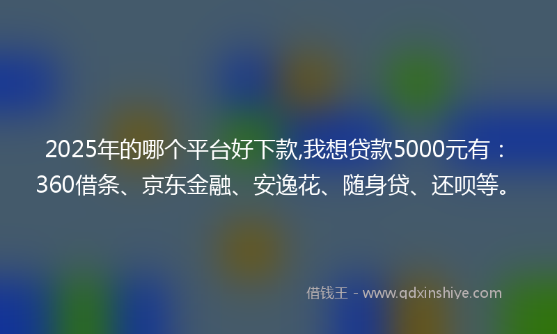2025年的哪个平台好下款,我想贷款5000元有：360借条、京东金融、安逸花、随身贷、还呗等。
