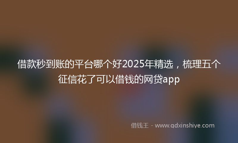 借款秒到账的平台哪个好2025年精选，梳理五个征信花了可以借钱的网贷app