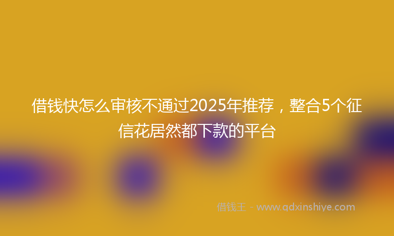 借钱快怎么审核不通过2025年推荐，整合5个征信花居然都下款的平台