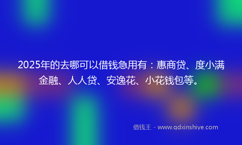 2025年的去哪可以借钱急用有：惠商贷、度小满金融、人人贷、安逸花、小花钱包等。