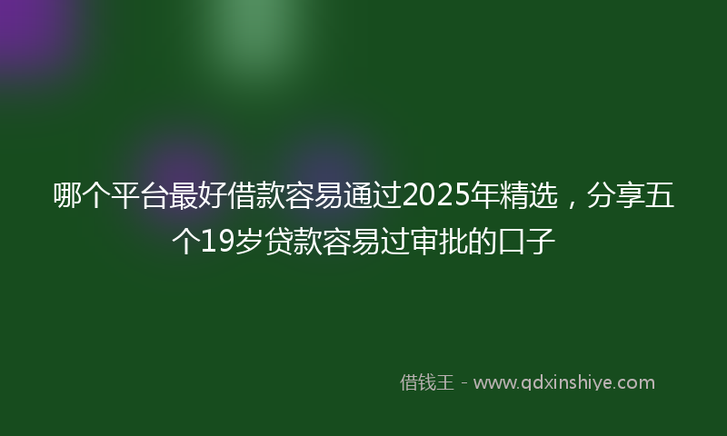 哪个平台最好借款容易通过2025年精选，分享五个19岁贷款容易过审批的口子