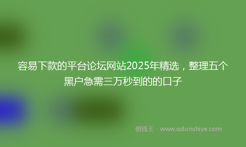 容易下款的平台论坛网站2025年精选，整理五个黑户急需三万秒到的的口子