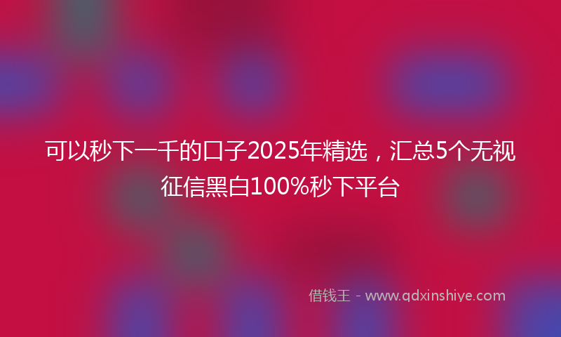 可以秒下一千的口子2025年精选，汇总5个无视征信黑白100%秒下平台