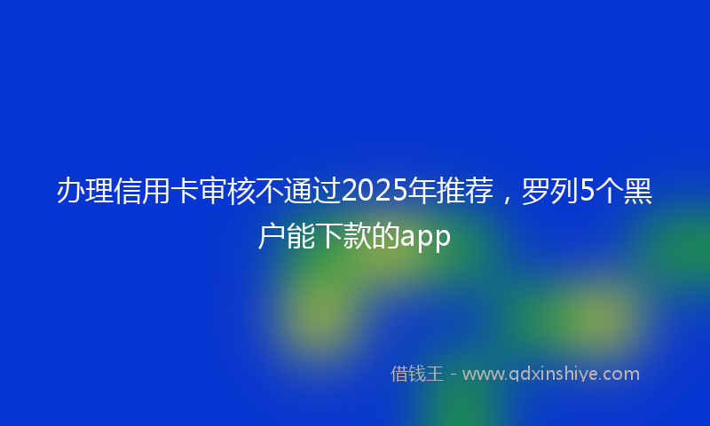 办理信用卡审核不通过2025年推荐，罗列5个黑户能下款的app