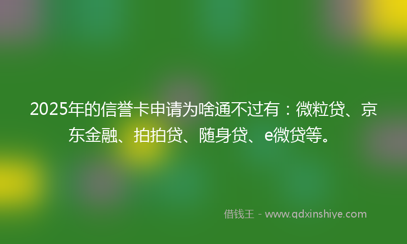 2025年的信誉卡申请为啥通不过有：微粒贷、京东金融、拍拍贷、随身贷、e微贷等。
