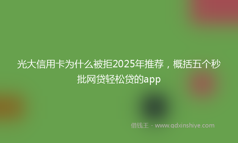 光大信用卡为什么被拒2025年推荐，概括五个秒批网贷轻松贷的app