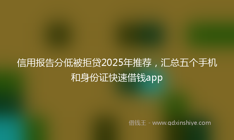 信用报告分低被拒贷2025年推荐，汇总五个手机和身份证快速借钱app