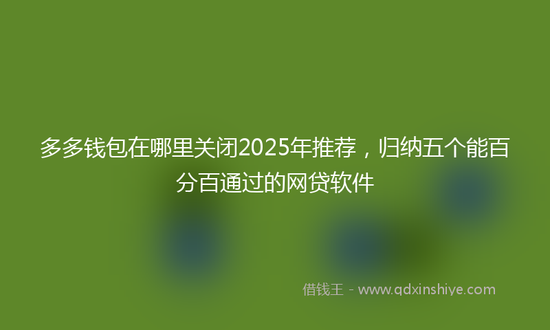 多多钱包在哪里关闭2025年推荐，归纳五个能百分百通过的网贷软件