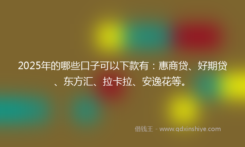 2025年的哪些口子可以下款有：惠商贷、好期贷、东方汇、拉卡拉、安逸花等。