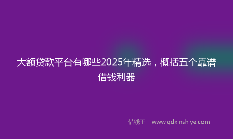 大额贷款平台有哪些2025年精选，概括五个靠谱借钱利器