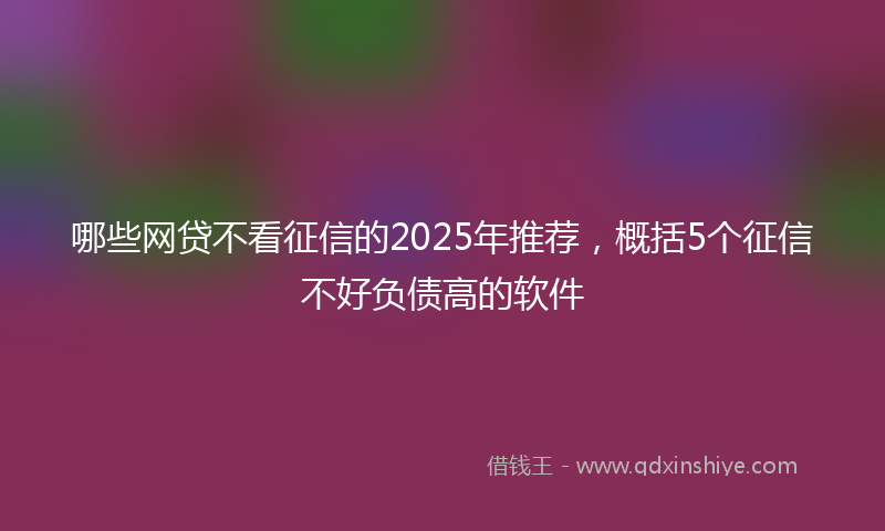 哪些网贷不看征信的2025年推荐，概括5个征信不好负债高的软件