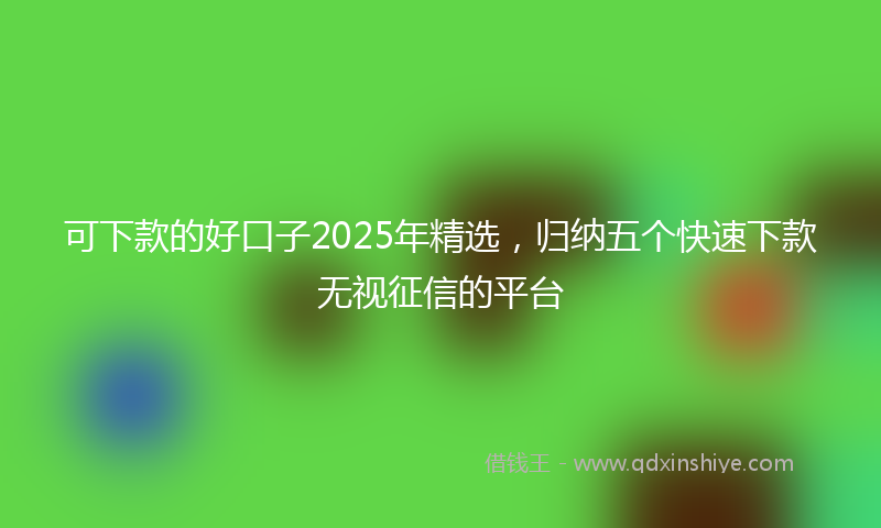 可下款的好口子2025年精选，归纳五个快速下款无视征信的平台