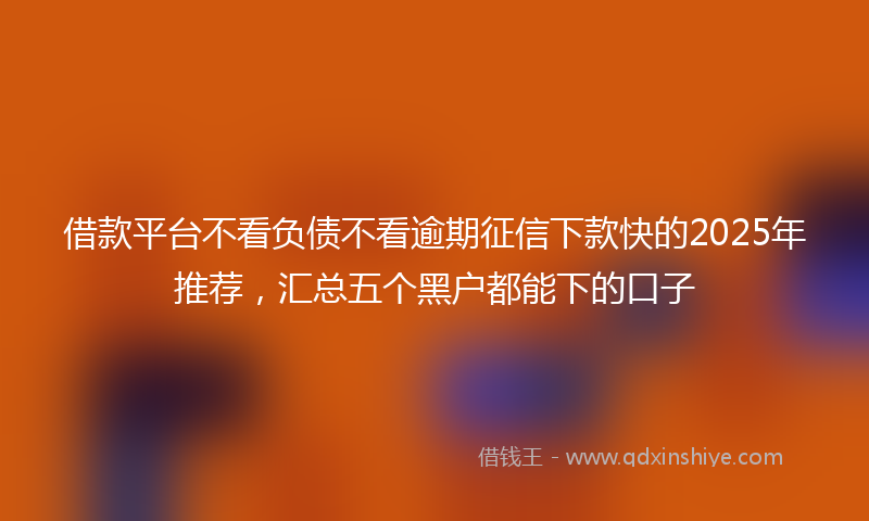 借款平台不看负债不看逾期征信下款快的2025年推荐，汇总五个黑户都能下的口子