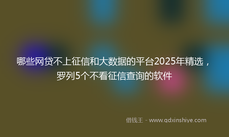 哪些网贷不上征信和大数据的平台2025年精选，罗列5个不看征信查询的软件