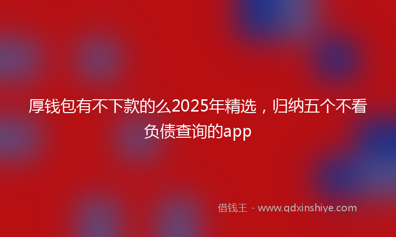 厚钱包有不下款的么2025年精选，归纳五个不看负债查询的app