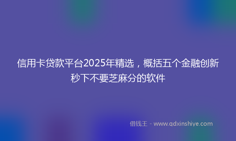 信用卡贷款平台2025年精选，概括五个金融创新秒下不要芝麻分的软件