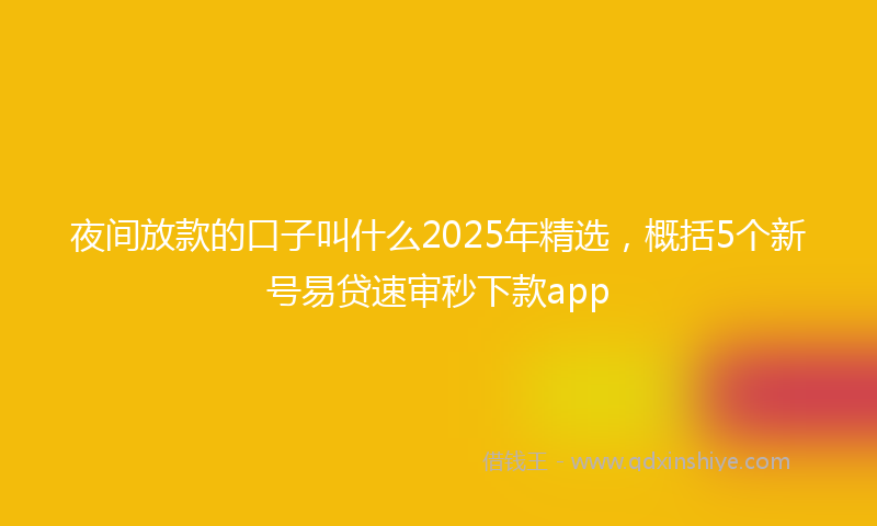夜间放款的口子叫什么2025年精选，概括5个新号易贷速审秒下款app