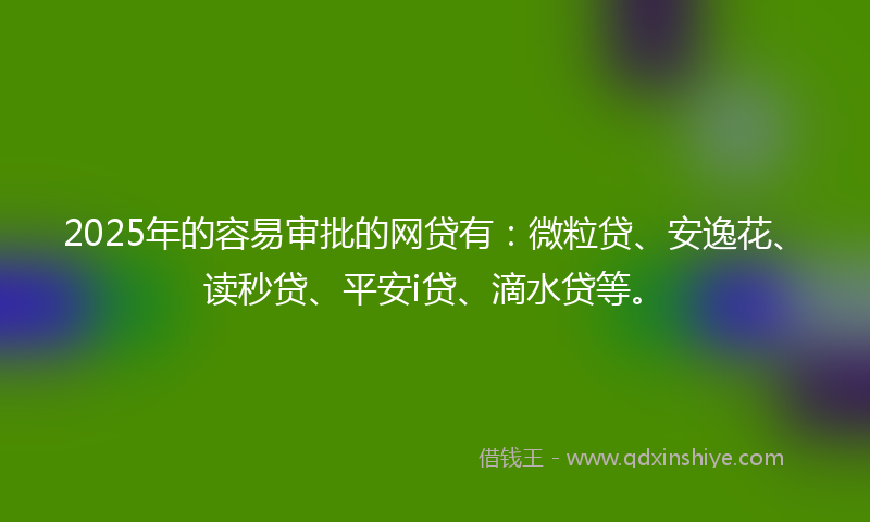 2025年的容易审批的网贷有：微粒贷、安逸花、读秒贷、平安i贷、滴水贷等。