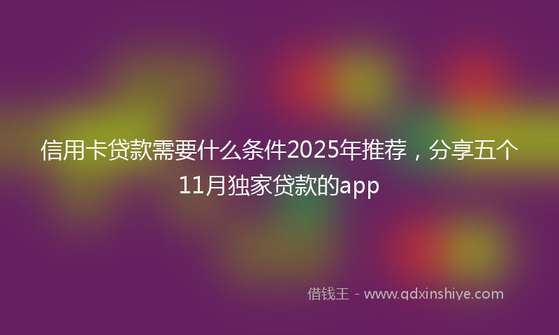 信用卡贷款需要什么条件2025年推荐，分享五个11月独家贷款的app