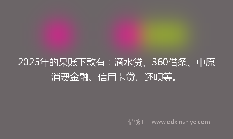 2025年的呆账下款有：滴水贷、360借条、中原消费金融、信用卡贷、还呗等。