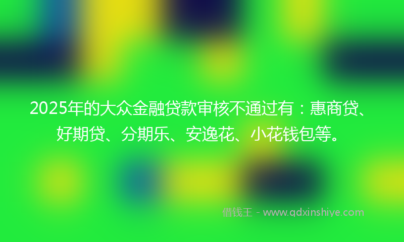 2025年的大众金融贷款审核不通过有：惠商贷、好期贷、分期乐、安逸花、小花钱包等。