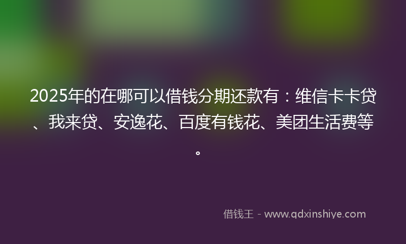 2025年的在哪可以借钱分期还款有：维信卡卡贷、我来贷、安逸花、百度有钱花、美团生活费等。