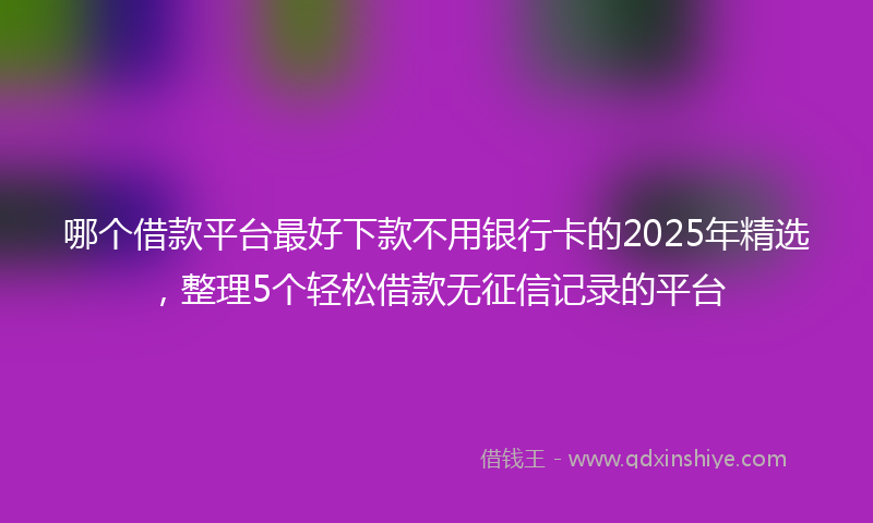 哪个借款平台最好下款不用银行卡的2025年精选，整理5个轻松借款无征信记录的平台