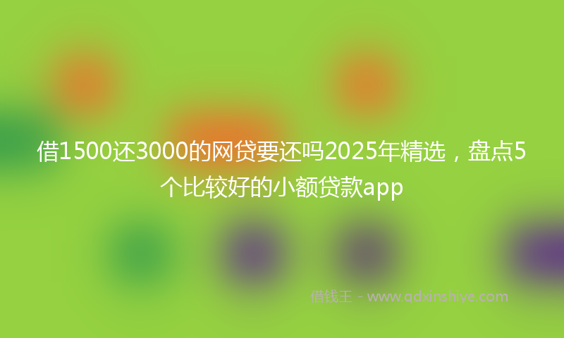 借1500还3000的网贷要还吗2025年精选，盘点5个比较好的小额贷款app