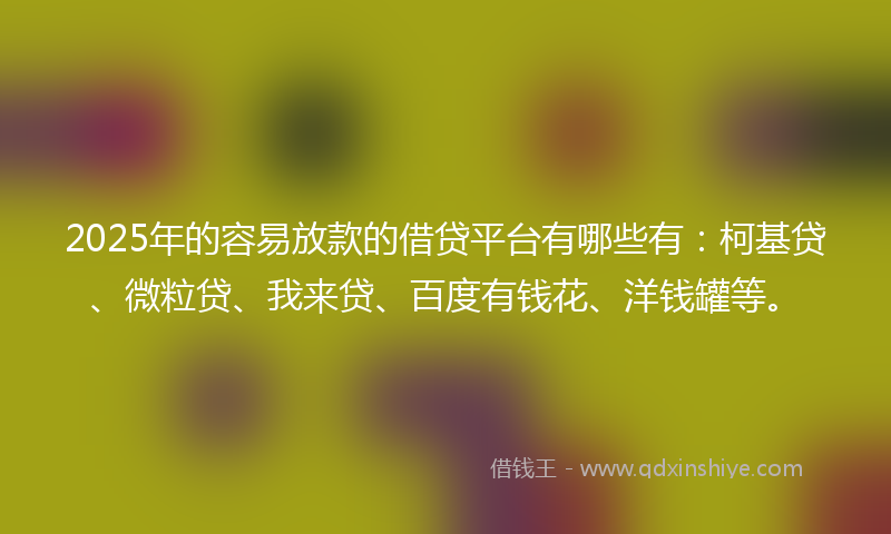 2025年的容易放款的借贷平台有哪些有：柯基贷、微粒贷、我来贷、百度有钱花、洋钱罐等。