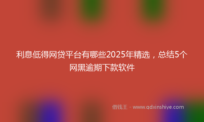 利息低得网贷平台有哪些2025年精选，总结5个网黑逾期下款软件