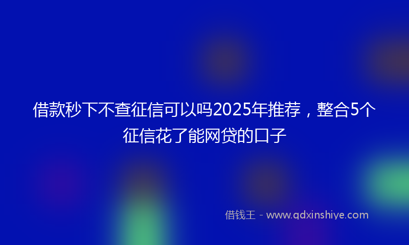 借款秒下不查征信可以吗2025年推荐，整合5个征信花了能网贷的口子
