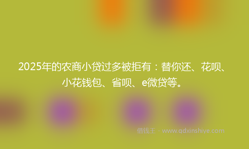 2025年的农商小贷过多被拒有：替你还、花呗、小花钱包、省呗、e微贷等。