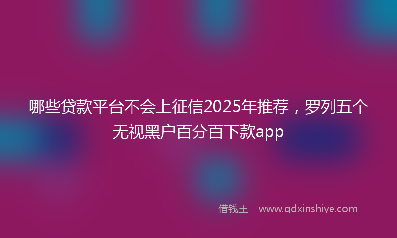 哪些贷款平台不会上征信2025年推荐，罗列五个无视黑户百分百下款app