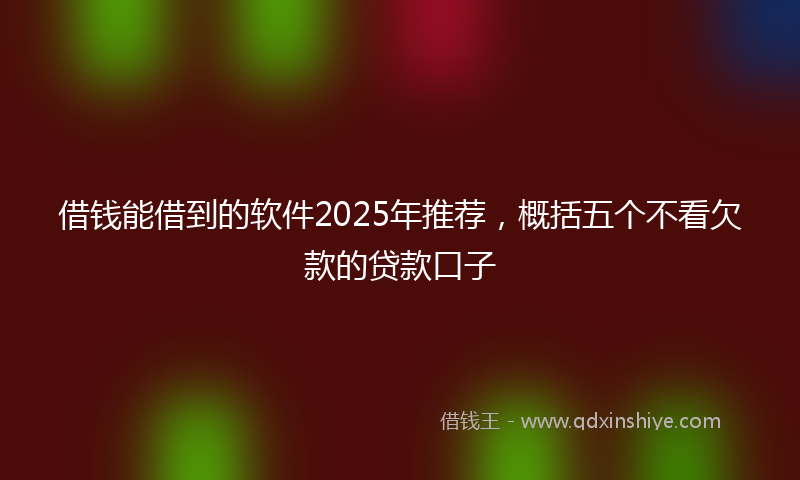 借钱能借到的软件2025年推荐，概括五个不看欠款的贷款口子