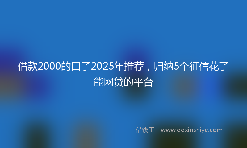 借款2000的口子2025年推荐，归纳5个征信花了能网贷的平台