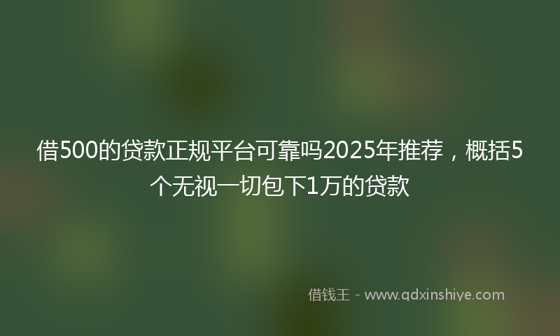 借500的贷款正规平台可靠吗2025年推荐，概括5个无视一切包下1万的贷款