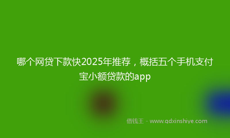 哪个网贷下款快2025年推荐，概括五个手机支付宝小额贷款的app