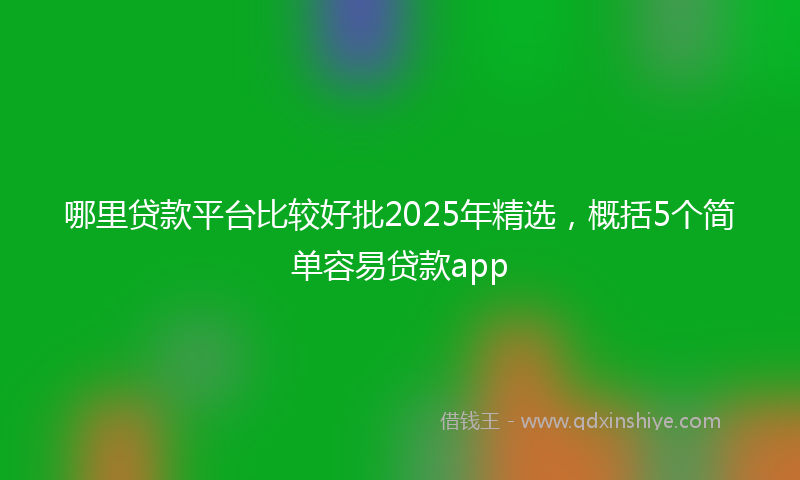 哪里贷款平台比较好批2025年精选，概括5个简单容易贷款app