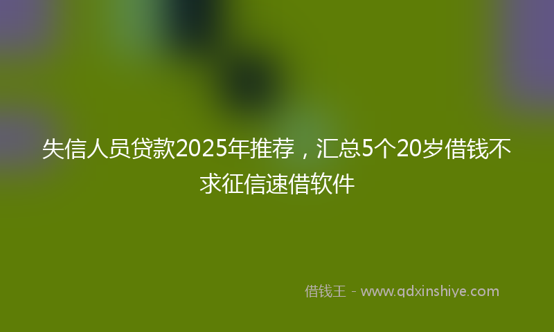 失信人员贷款2025年推荐，汇总5个20岁借钱不求征信速借软件