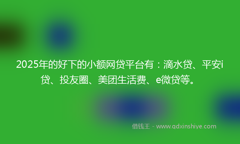 2025年的好下的小额网贷平台有：滴水贷、平安i贷、投友圈、美团生活费、e微贷等。