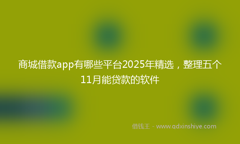 商城借款app有哪些平台2025年精选，整理五个11月能贷款的软件