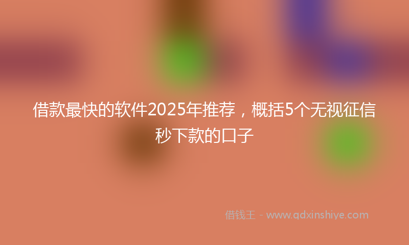 借款最快的软件2025年推荐，概括5个无视征信秒下款的口子
