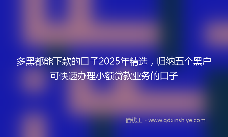 多黑都能下款的口子2025年精选，归纳五个黑户可快速办理小额贷款业务的口子
