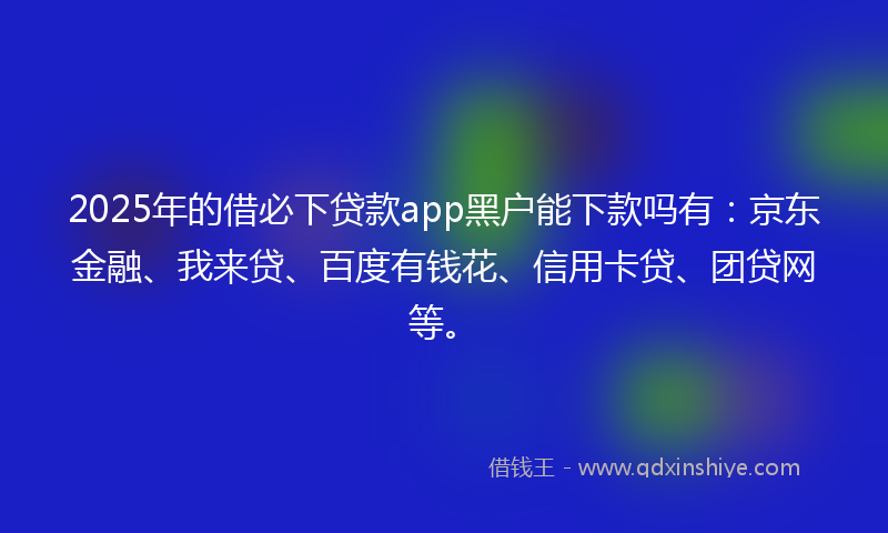 2025年的借必下贷款app黑户能下款吗有：京东金融、我来贷、百度有钱花、信用卡贷、团贷网等。